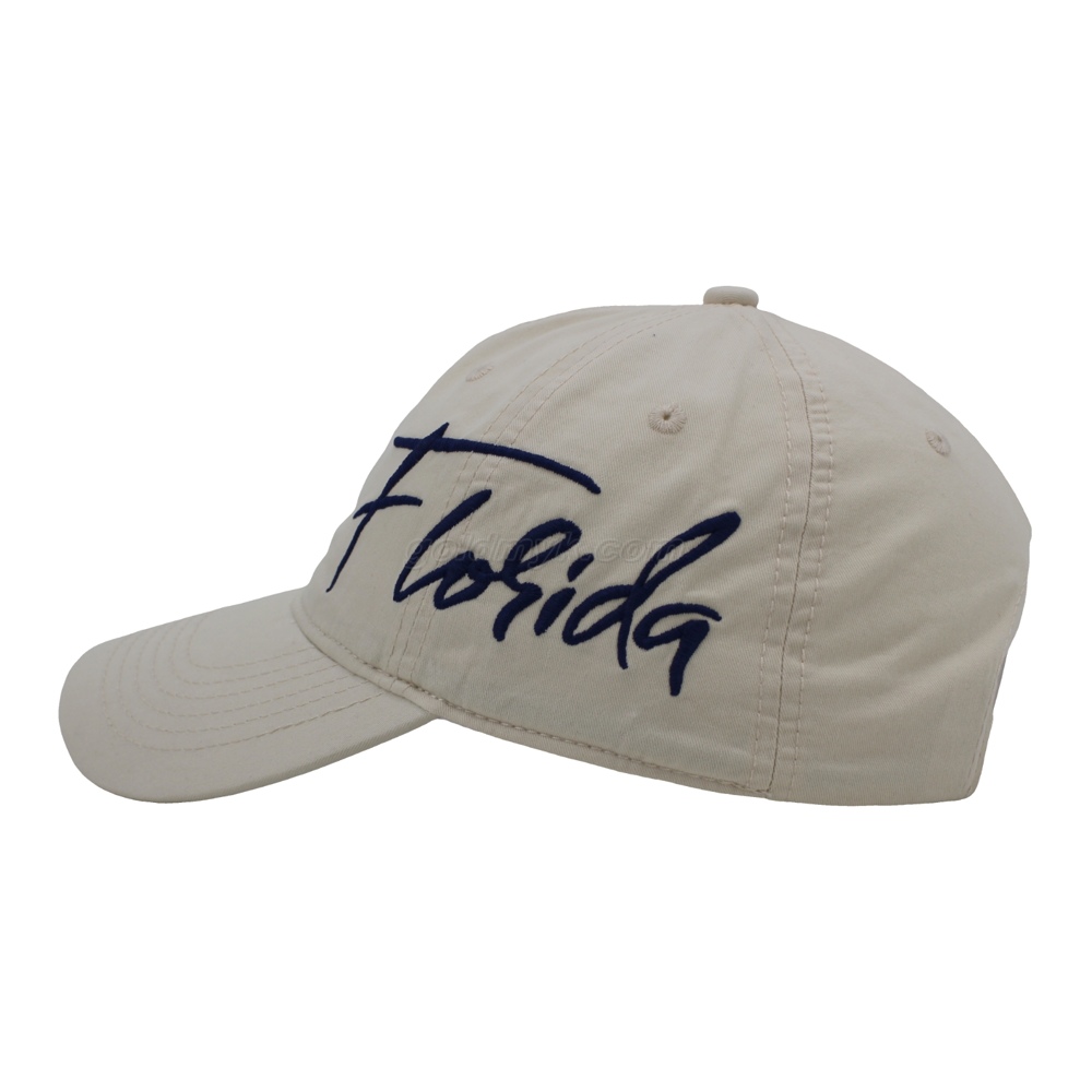 Washed Cotton Unstructured Dad Hat Custom Embroidery Florida Signature Logo Baseball Cap