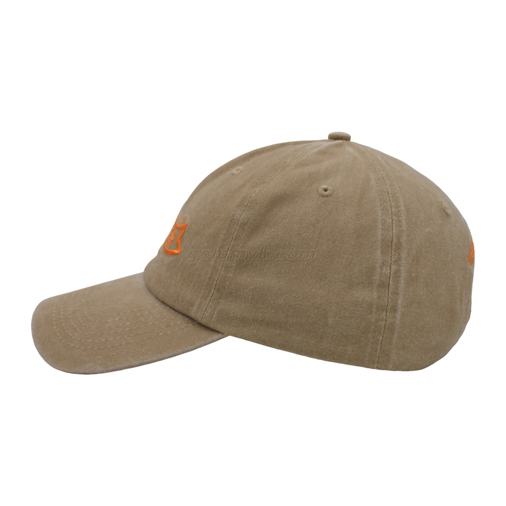 Custom Washed Cotton Baseball Cap Curved Banner Embroidery Logo Vintage Unstructured Dad Hat