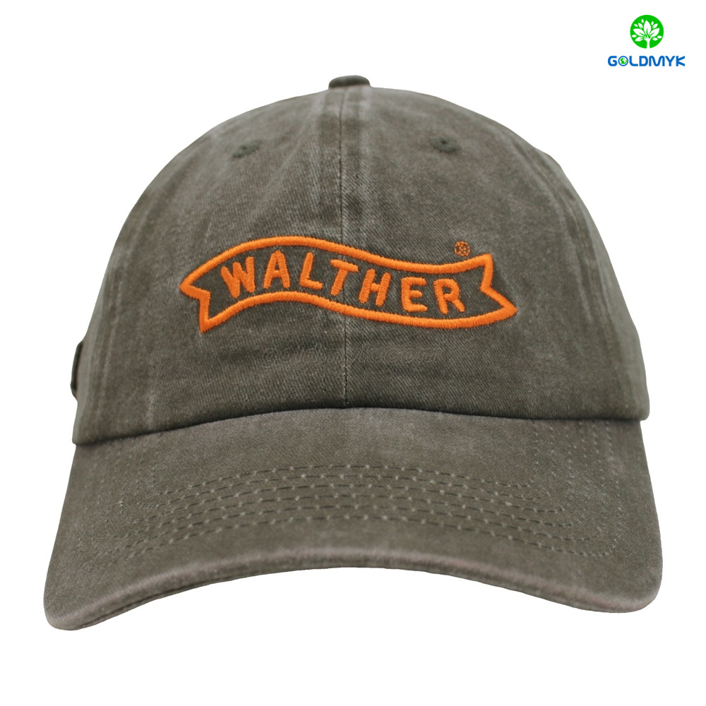 Vintage Washed Cotton Baseball Cap with Embroidered Walther Logo