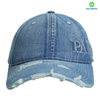 Custom Distressed Denim Embroidered Hat LOGO Can Embroidery or Print of Women /Men
