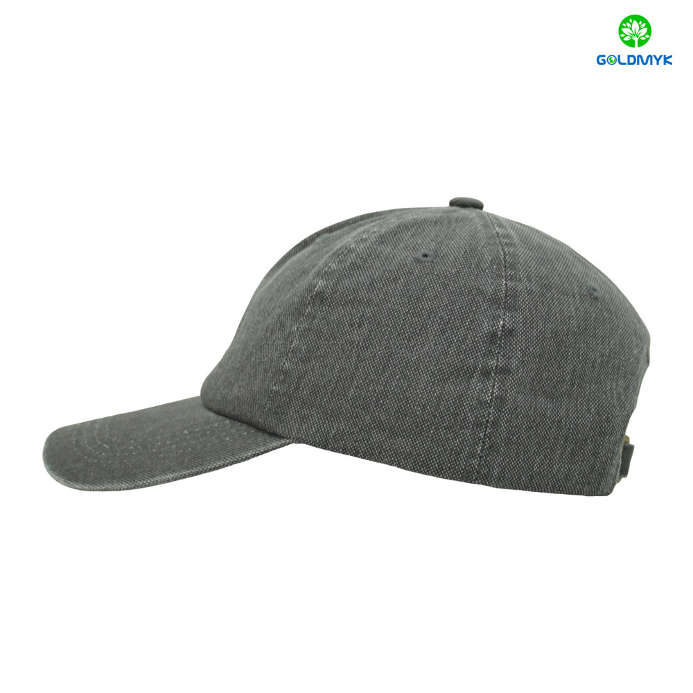 Custom Washed Canvas 6 Panel Baseball Cap in Plain Grey Color Custom LOGO Can Embroidery or Print of Women /Men