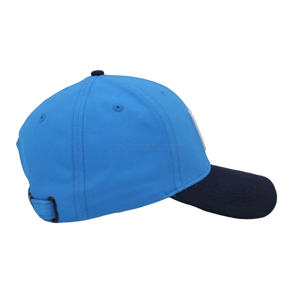 Factory Custom Logo Two Tone Blue Navy Baseball Hat Built In NFC Chip Square Raised Patch Front Embroidery Sports Caps For Men