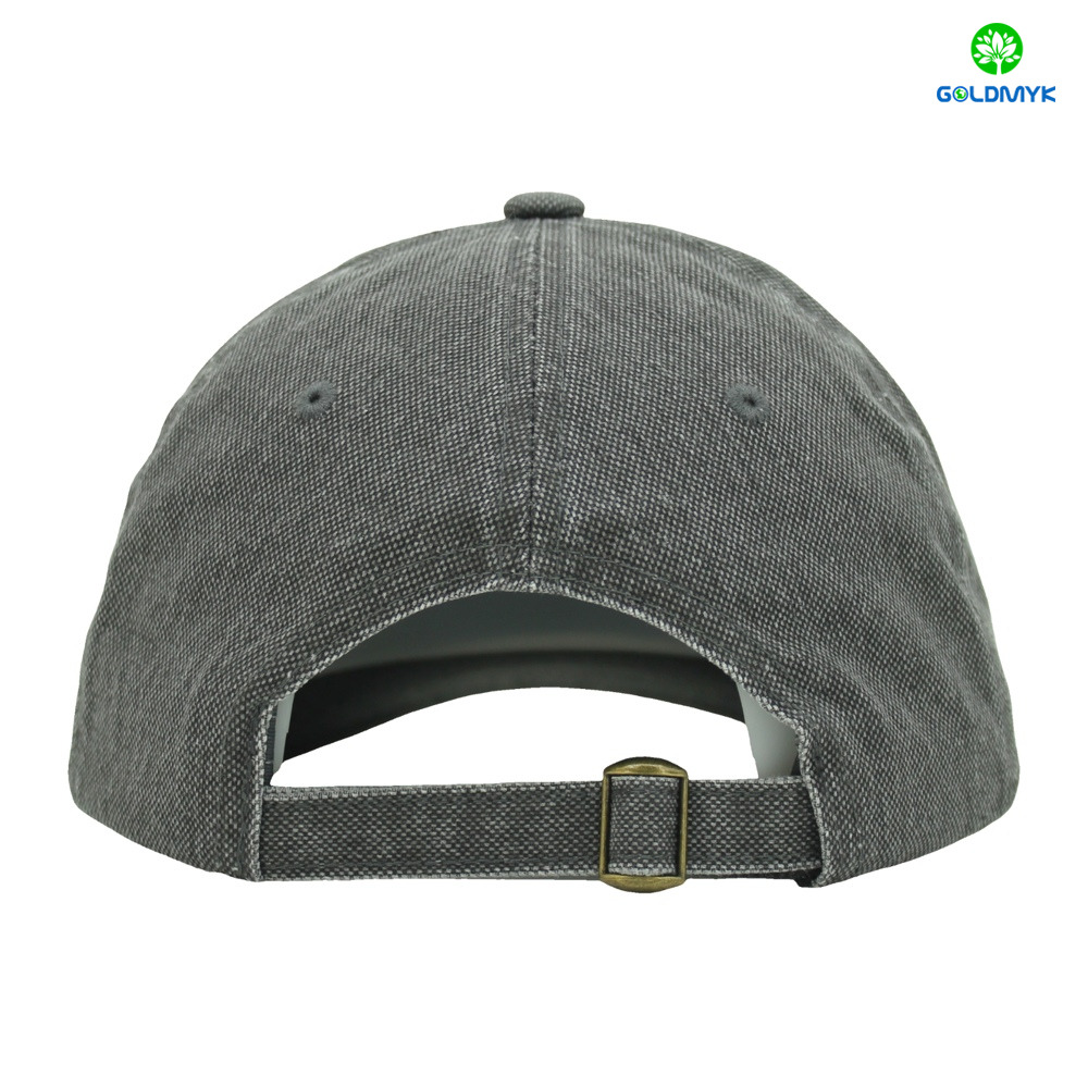 Custom Washed Canvas 6 Panel Baseball Cap in Plain Grey Color Custom LOGO Can Embroidery or Print of Women /Men