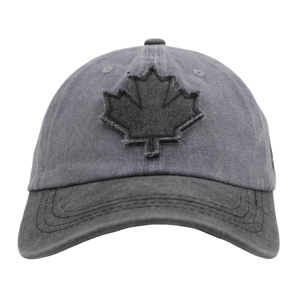 Good Sale Pigment Washed Cotton Fabric Six Panels Canada Baseball Cap And Hat with Embroidery Patch