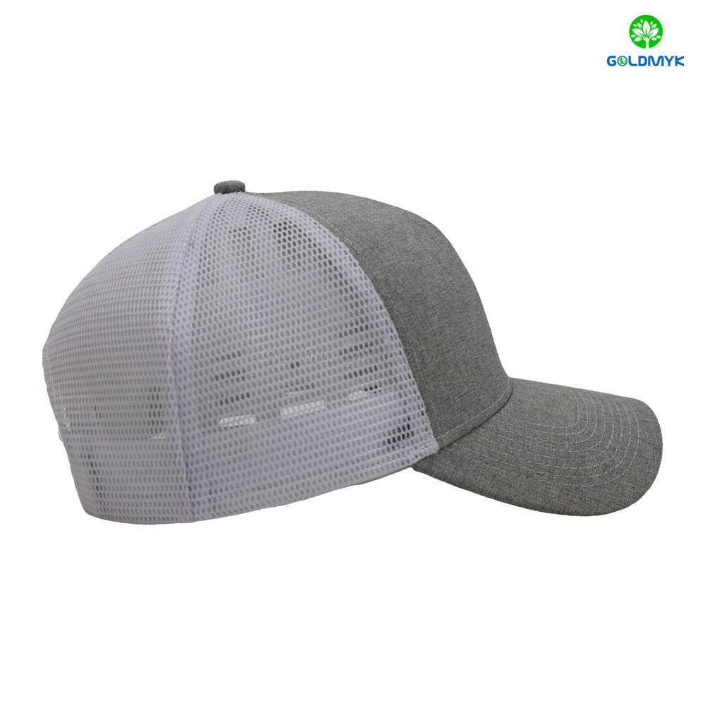 Blank Heather Grey Trucker Hat Breathable Mesh Back Baseball Cap