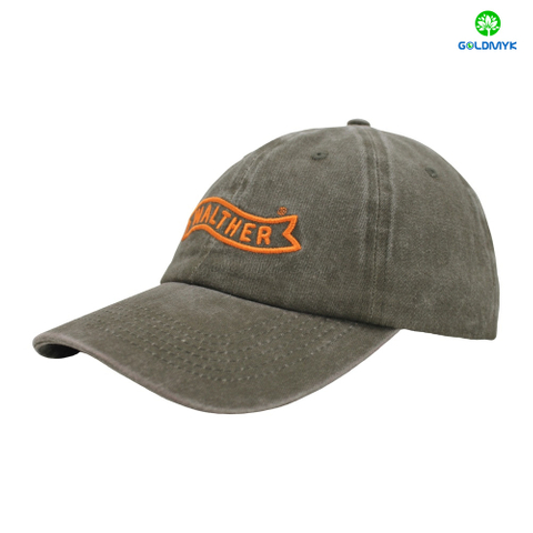 Vintage Washed Cotton Baseball Cap with Embroidered Walther Logo