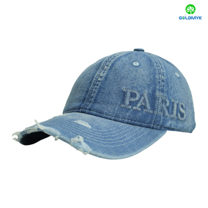 Custom Distressed Denim Embroidered Hat LOGO Can Embroidery or Print of Women /Men