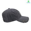 Distressed Washed Cotton Cap with Letter Embroidery & Metal Rivets