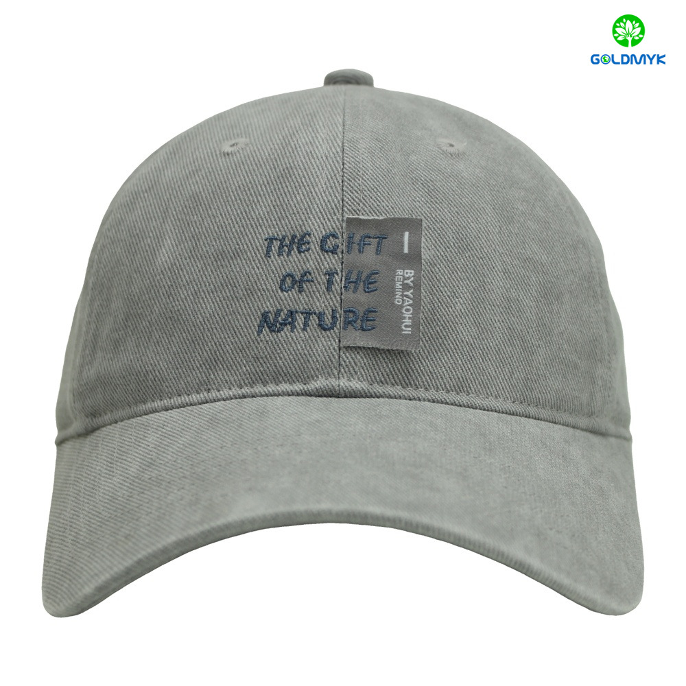 Light Grey 6 Panel Embroidered Baseball Cap