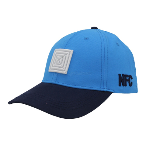 Factory Custom Logo Two Tone Blue Navy Baseball Hat Built In NFC Chip Square Raised Patch Front Embroidery Sports Caps For Men