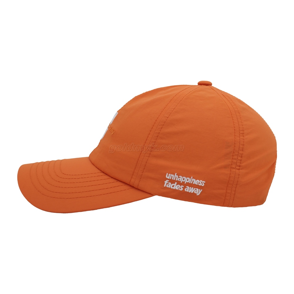 Bright Orange Quick-Dry Baseball Cap with "U" Embroidery & Adjustable Drawstring