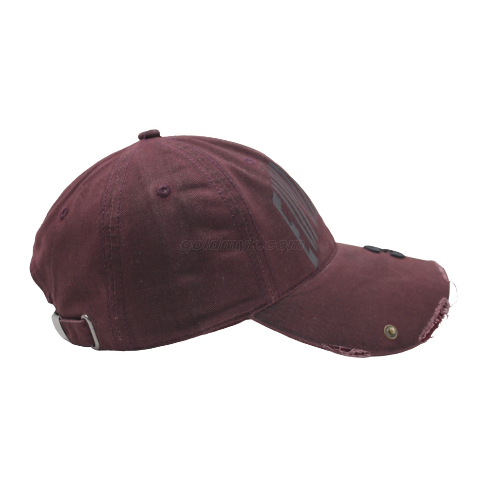 Custom Printed Embroidery Distressed Washed Cotton Baseball Cap Frayed Edge Curved Visor 6 Panel Adjustable Dad Hat Wholesale