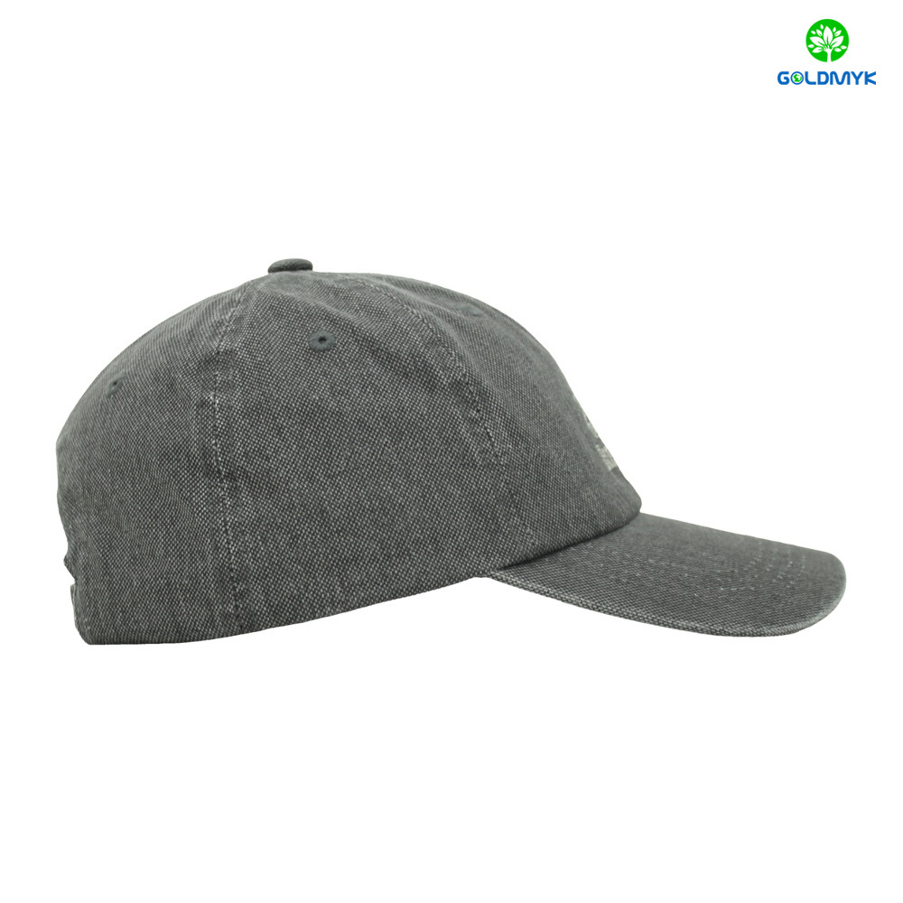 Custom Washed Canvas 6 Panel Baseball Cap in Plain Grey Color Custom LOGO Can Embroidery or Print of Women /Men