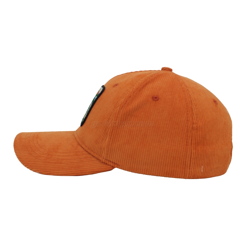 Orange Corduroy Baseball Cap with Tropical Palm Tree Embroidery Patch Vintage 1998 Outdoor Dad Hat
