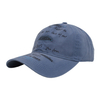 Washed Coated Blue Baseball Cap With Custom Print, Vintage Waterproof Casual Sports Hat