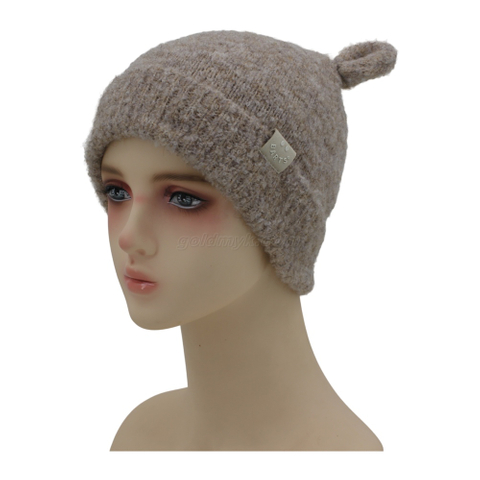 New And Cute Double Layer Warm Knitted Hat with Wool Fabric Lining